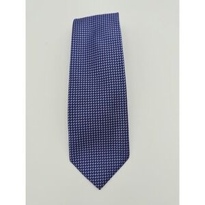 Lands End Mens Silk Necktie Blue Purple Geometric Circle Pattern Classic Tie